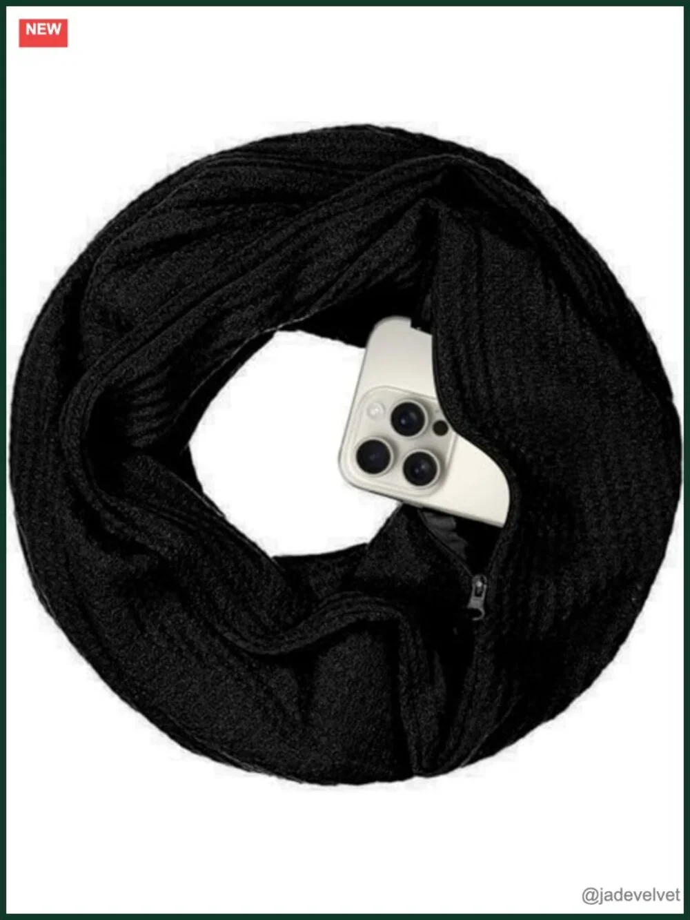 Lightweight Infinity Travel Scarf with Hidden Zipper Pocket - Hands-Free